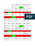 Weekly class schedule