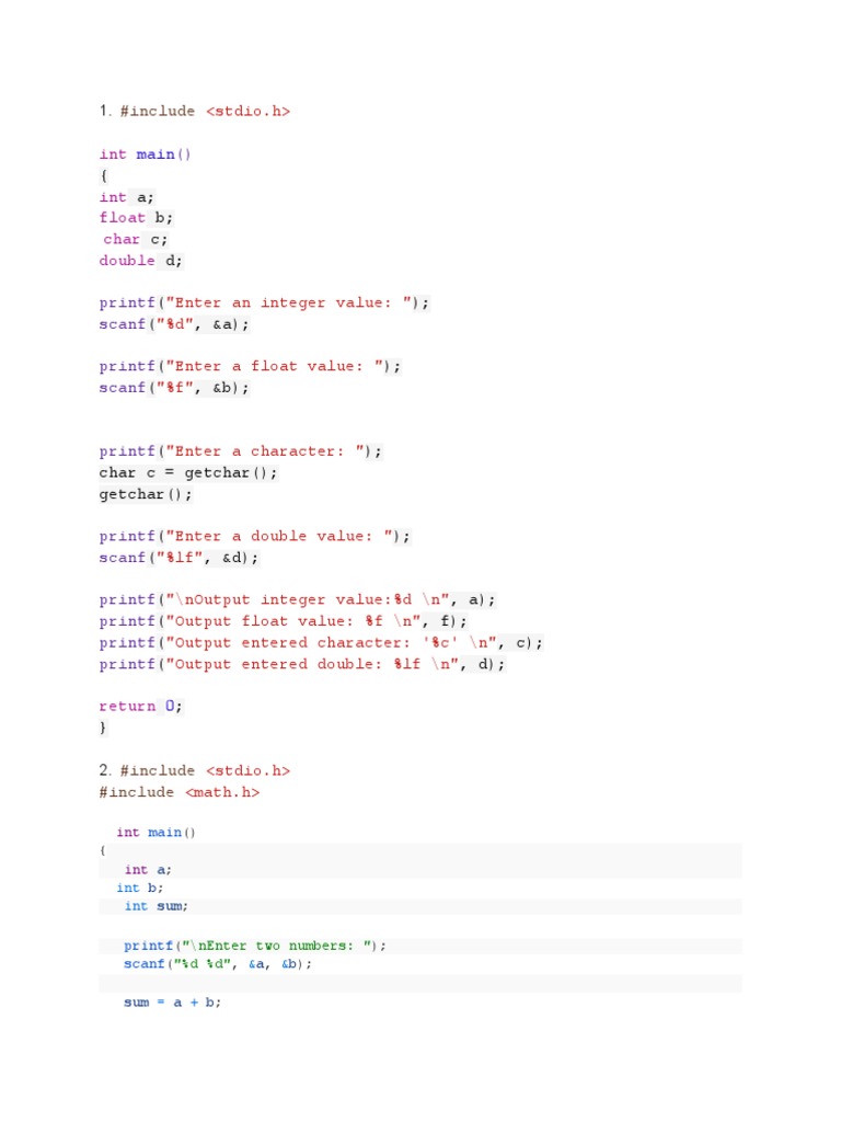 (A B C D (, &a) (, &B) : Int Int Float Char Double | Download Free PDF ...
