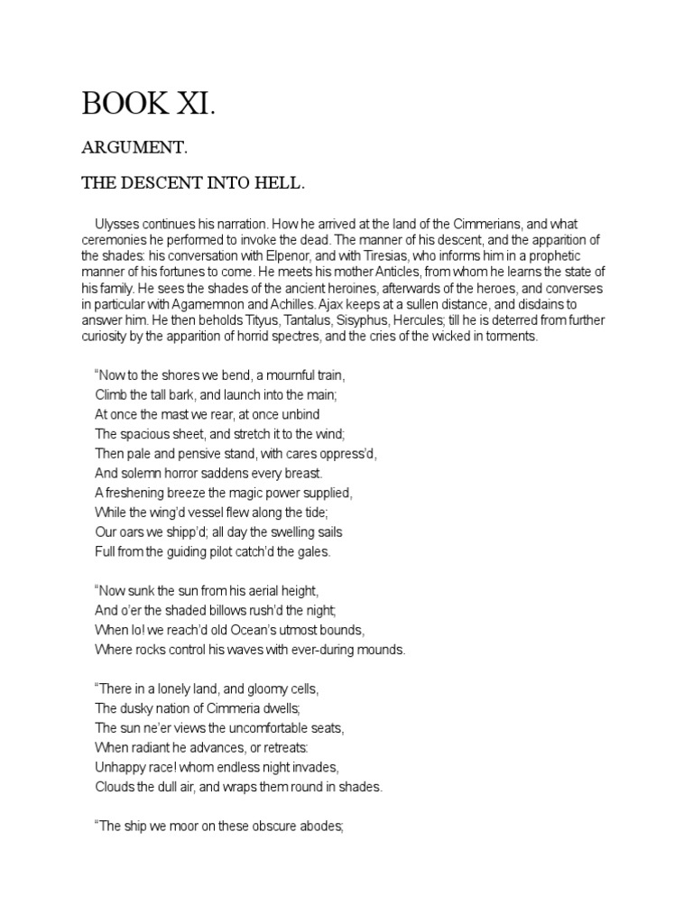 The Odyssey Book 11 PDF Achilles