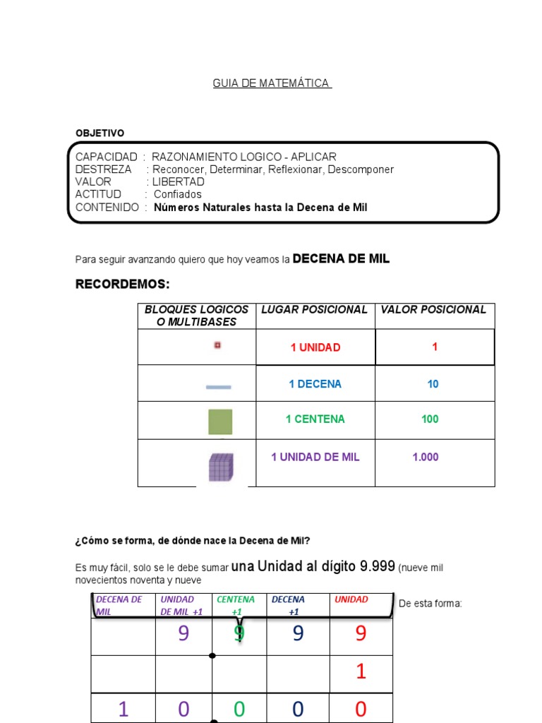 Actividades sobre la Decena de Mil | PDF