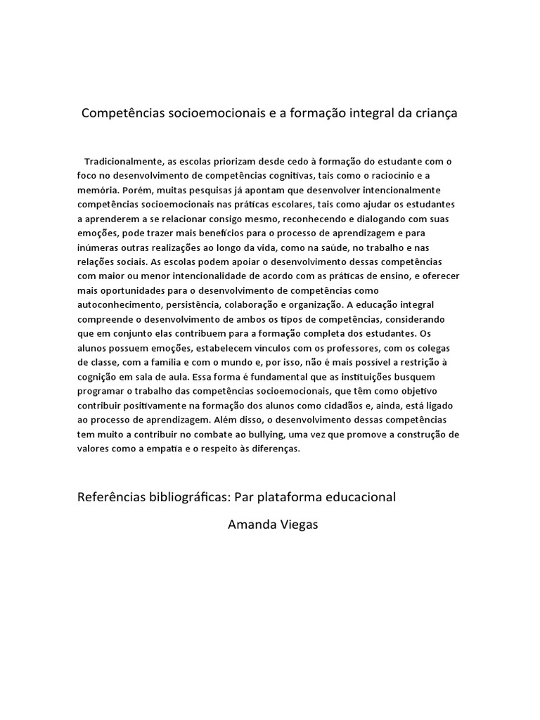 Competências Socioemocionais na Educação | PDF