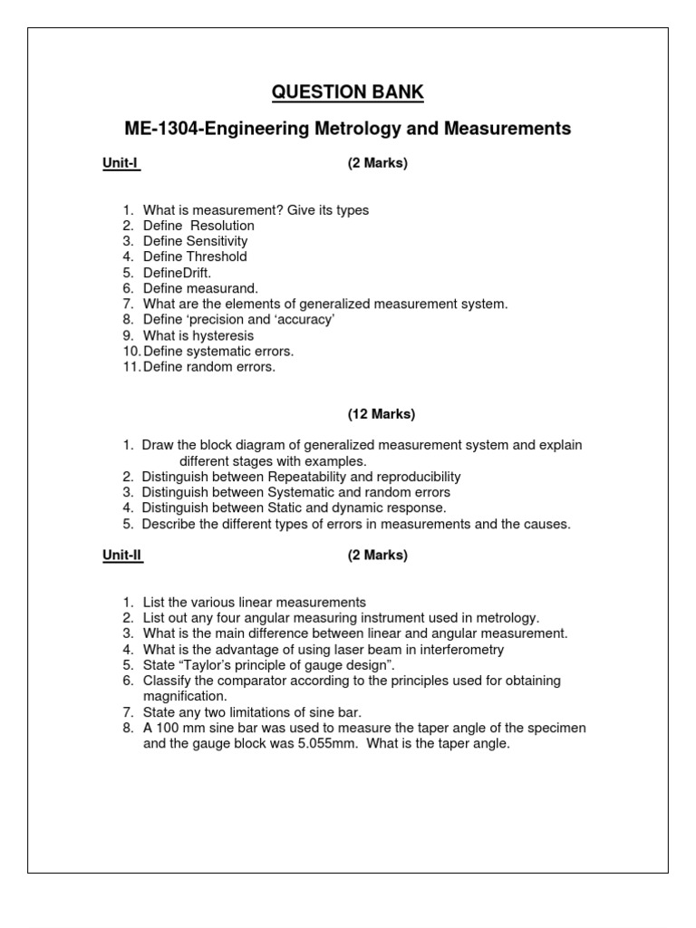 Engineering Metrology and Measurements | PDF
