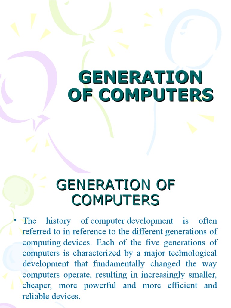 Computer Generations | PDF | Microprocessor | Supercomputer