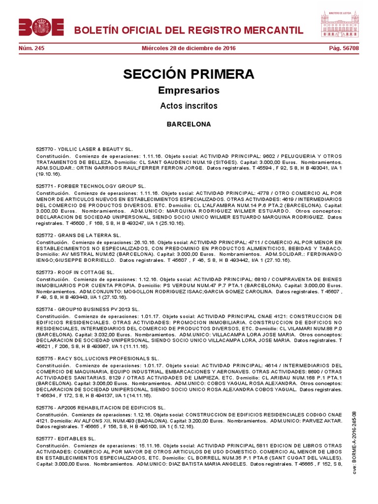 Nuevas Empresas Registradas en 2016 | PDF | Liquidación | Negocios  económicos