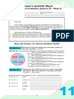 Learner's Activity Sheet: Statistics and Probability (Quarter III - Week 2)