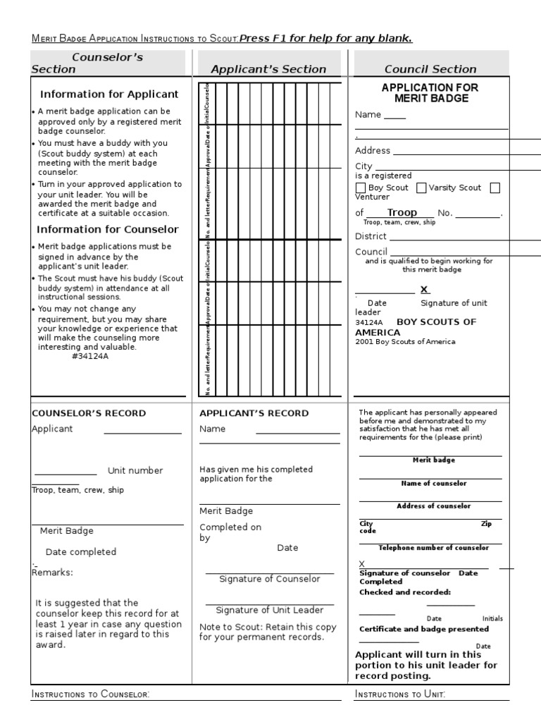 Merit Badge Application Instructions | PDF | Scouting | Scouting And ...