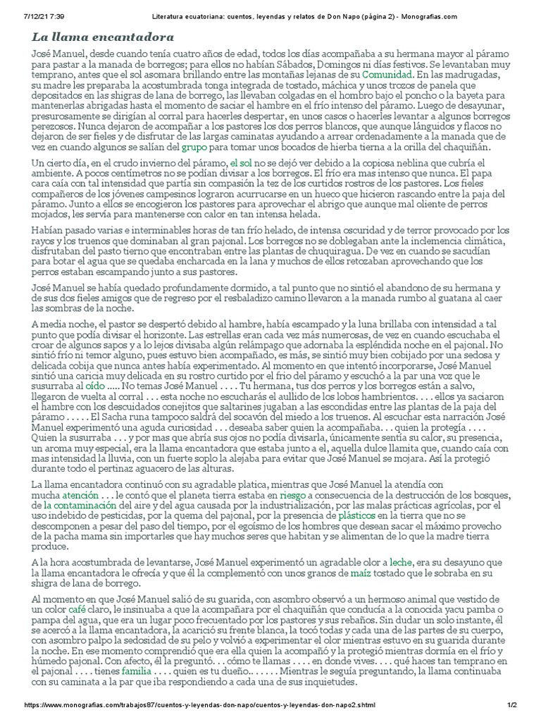 La Llama Encantadora: Cuento Andino | PDF | Oveja