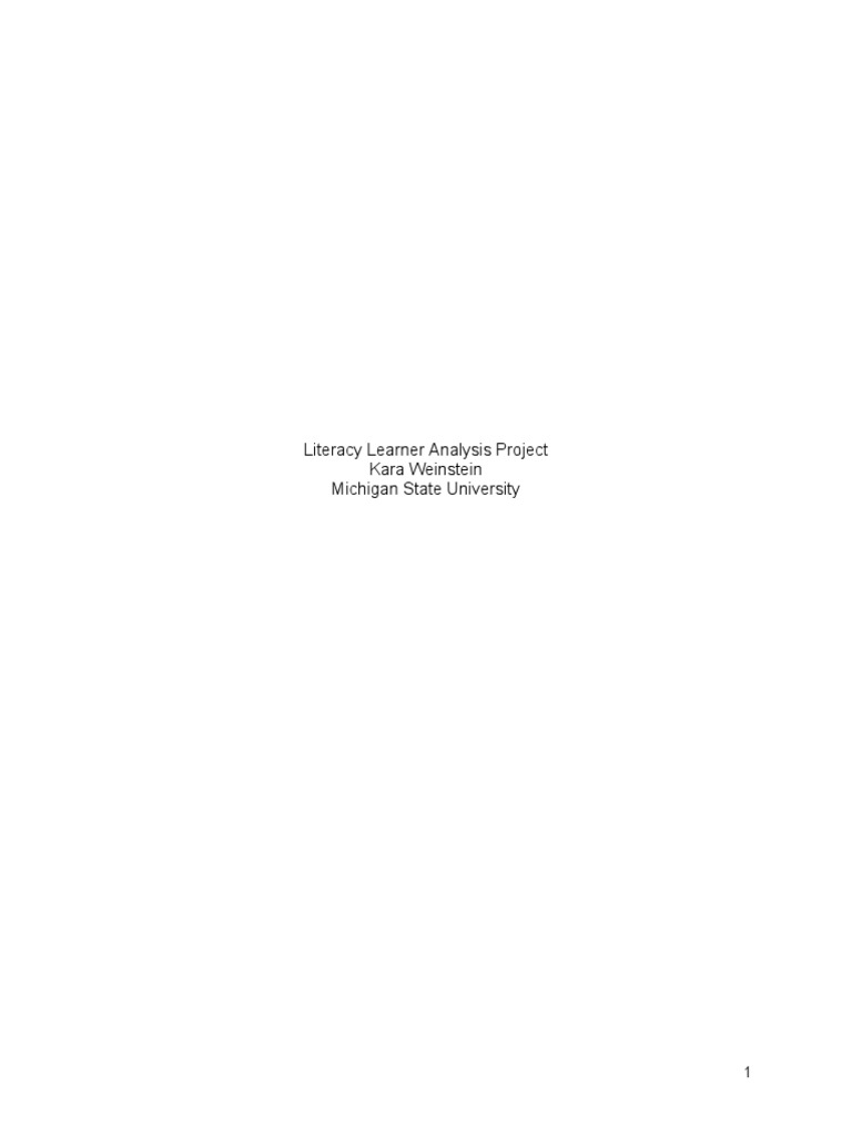Literacy Learner Analysis for 5th Grader | PDF | Reading Comprehension ...