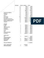 Tabla de Costos Componentes