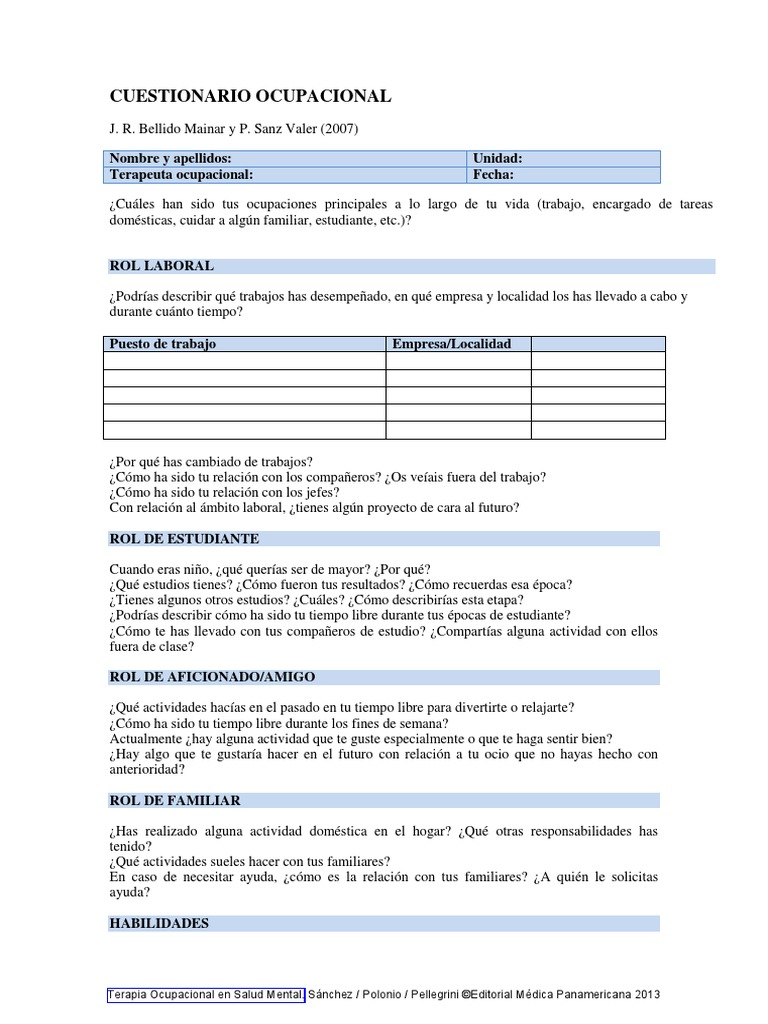 6 Cuestionario Ocupacional | PDF