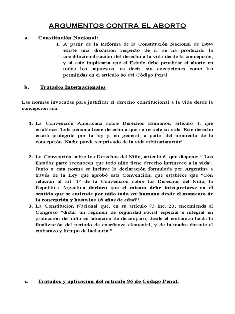Argumentos Contra El Aborto 2 | PDF | Constitución | Convenio europeo ...