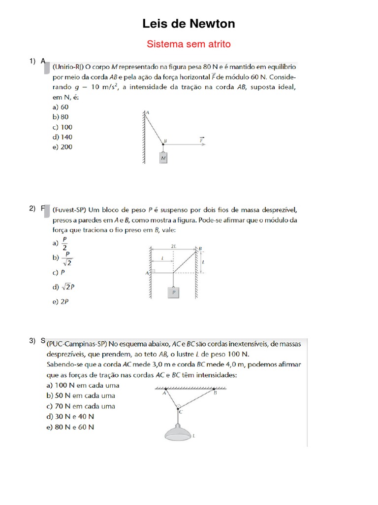 Lista de Exercícios - Leis de Newton | PDF