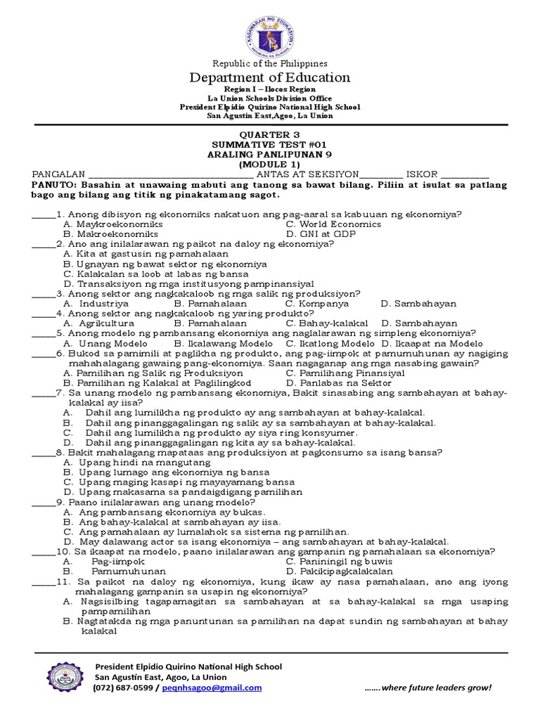 Department of Education: Republic of The Philippines | PDF