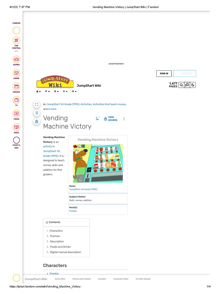 Vending Machine Victory JumpStart Wiki Fandom PDF Vending