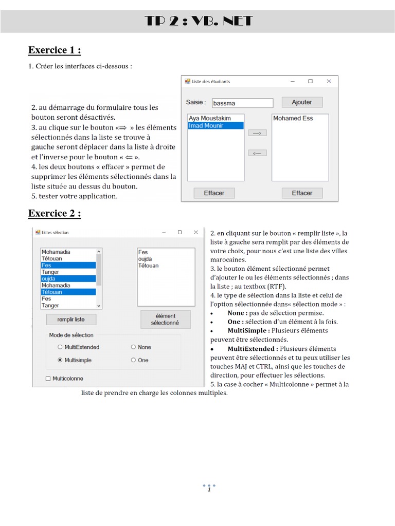 TP2 : Création d'interfaces VB.Net | PDF