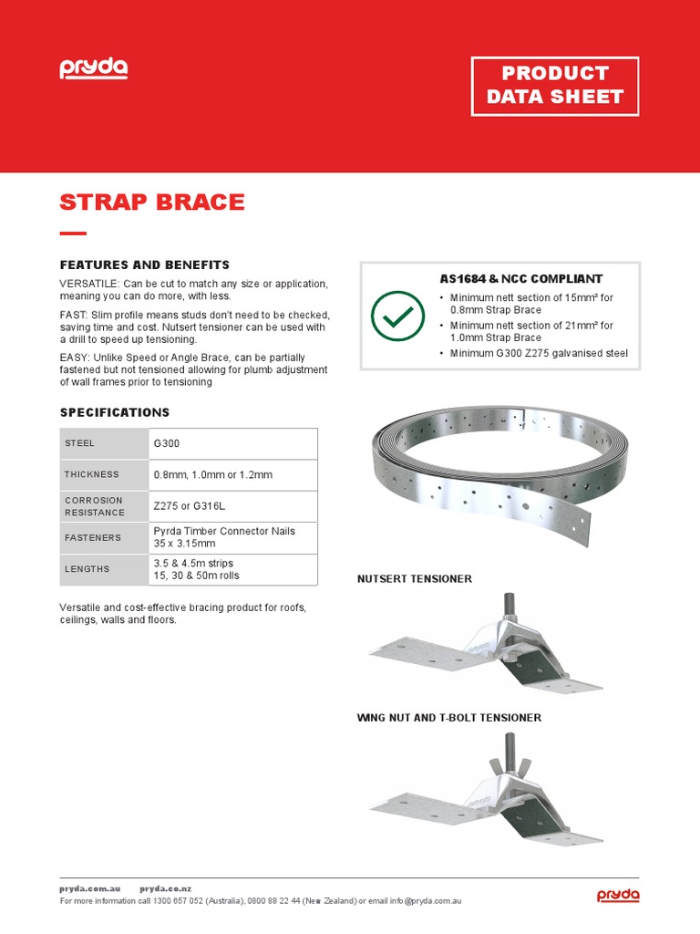 Strap Brace Product Data Sheet PDF Drywall Sheet Metal