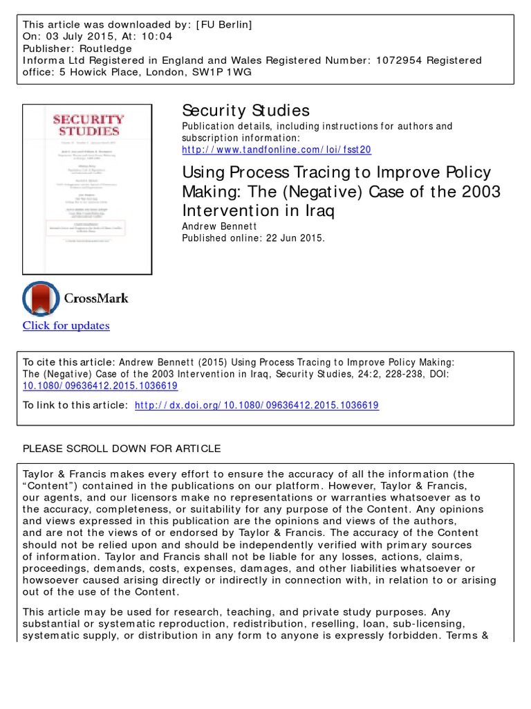 Using Process Tracing To Improve Policy Making: The (Negative) Case of ...