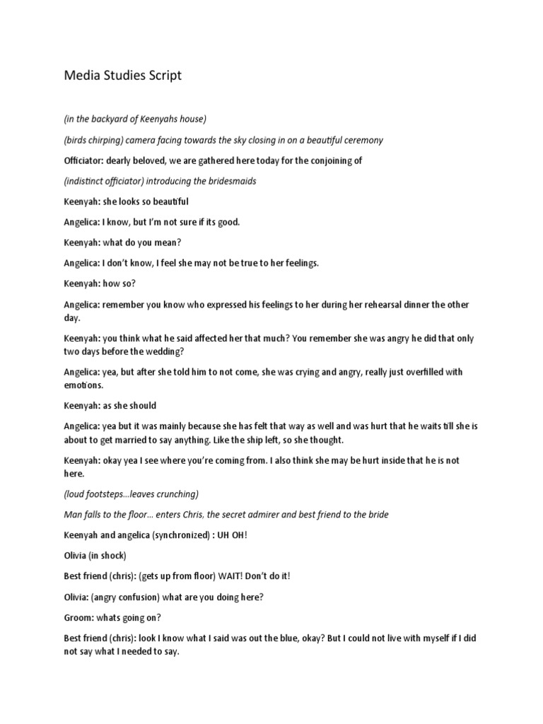 Wedding Drama Unfolds in Backyard Script | PDF