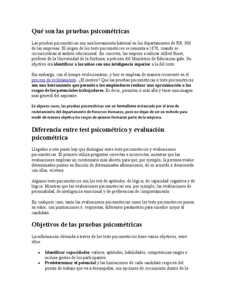 Que Son Las Pruebas Psicometricas – TGIDQQ