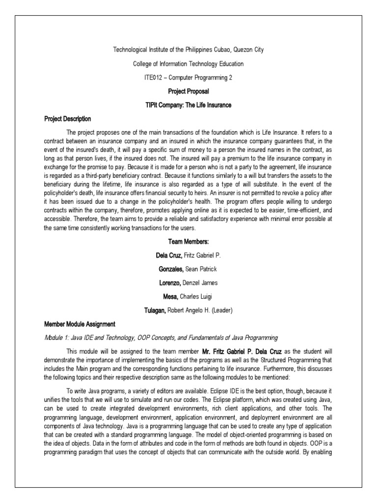 Project Proposal | PDF | Class (Computer Programming) | Programming