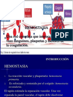 Hemostasia Una Red Compleja Que Interaccionan El Vaso Sanguíneo, Plaquetas y Factores de La Coagulación