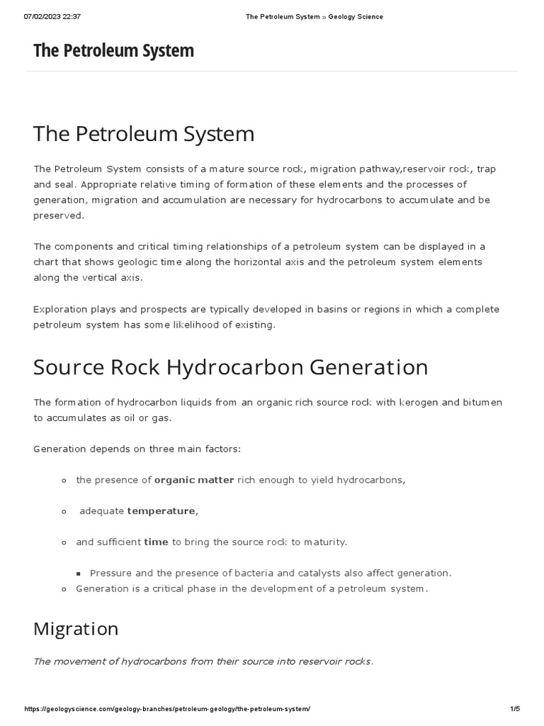 The Petroleum System Geology Science Pdf Petroleum Reservoir