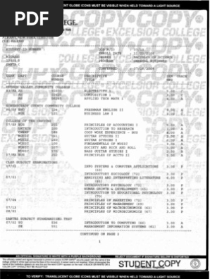 Excelsior College Transcript Graduate Record Examinations Test Assessment