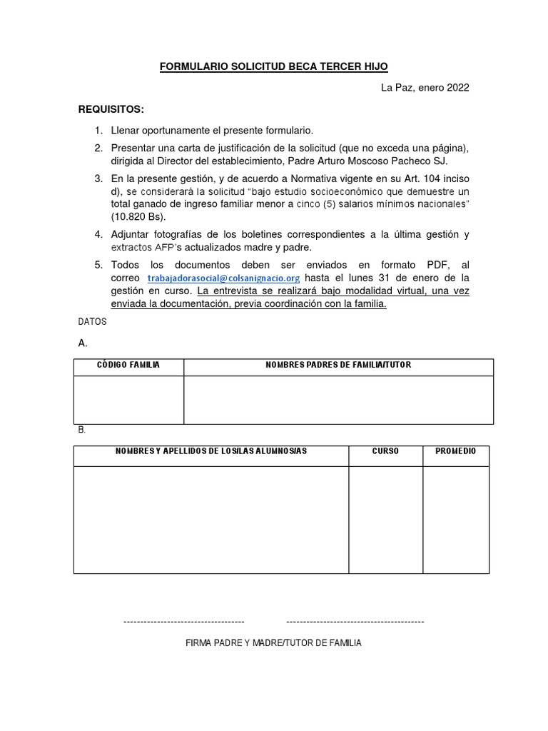 Solicitud de Beca Escolar 2022 | PDF