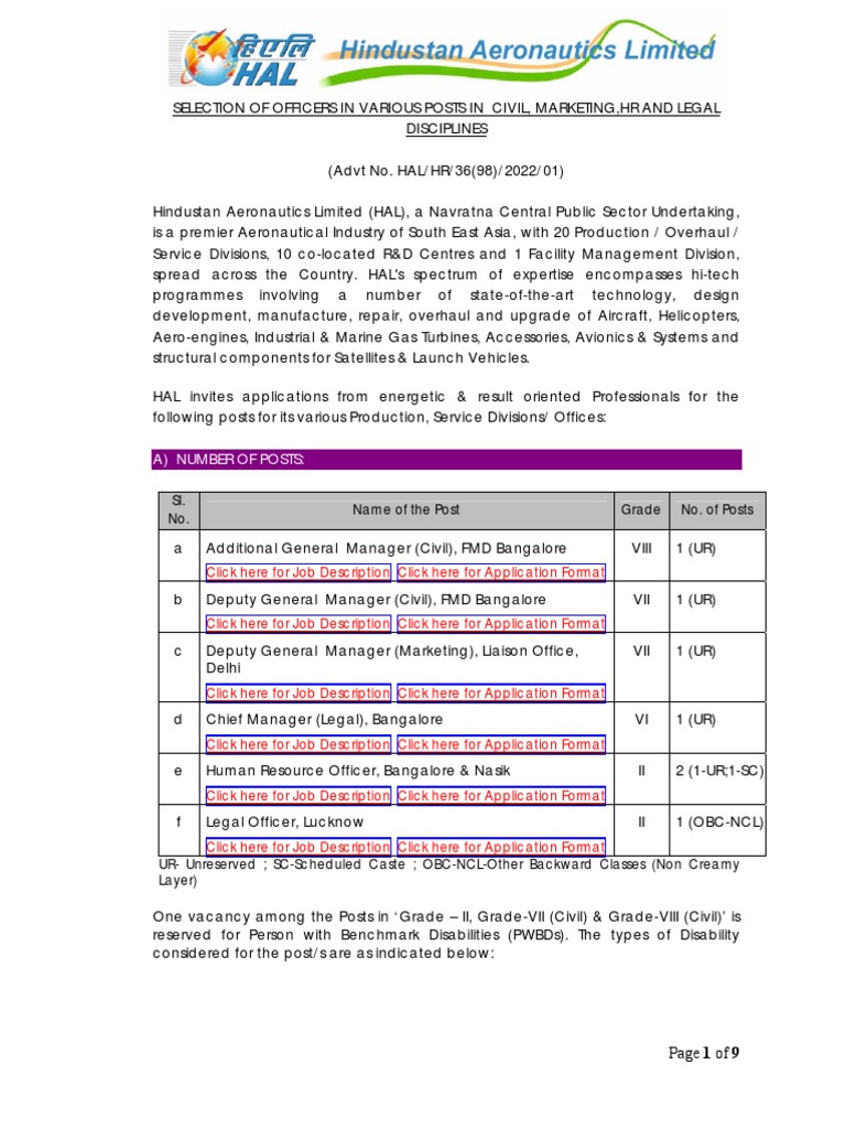 HAL Officer Recruitment 2024 | PDF | Business