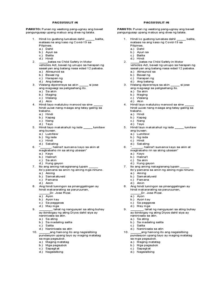 Pagsusulit 6 Pdf