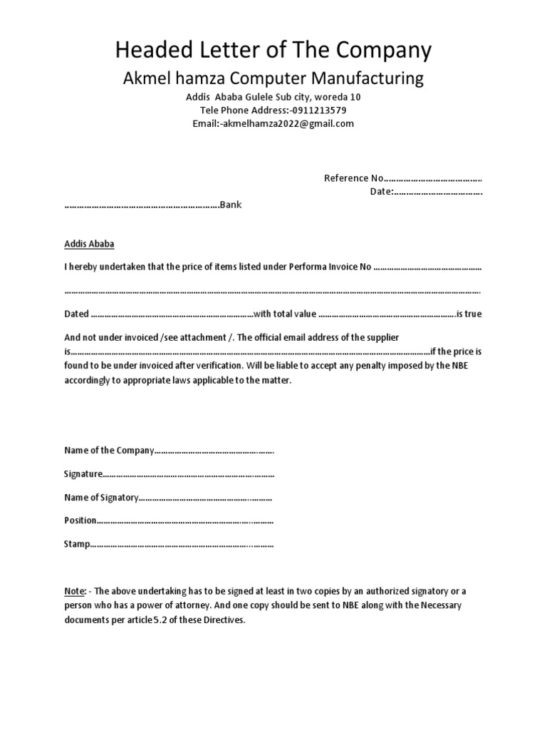 Akmel Hamza Computer Import Undertaking | PDF | Finance & Money Management