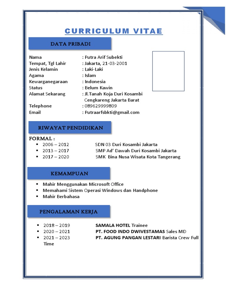 CV (Tanpa Foto) | PDF