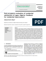 Post Occupancy Evaluation of Residential Satisfaction in Lagos Nigeria Feedback For Residential Improvement