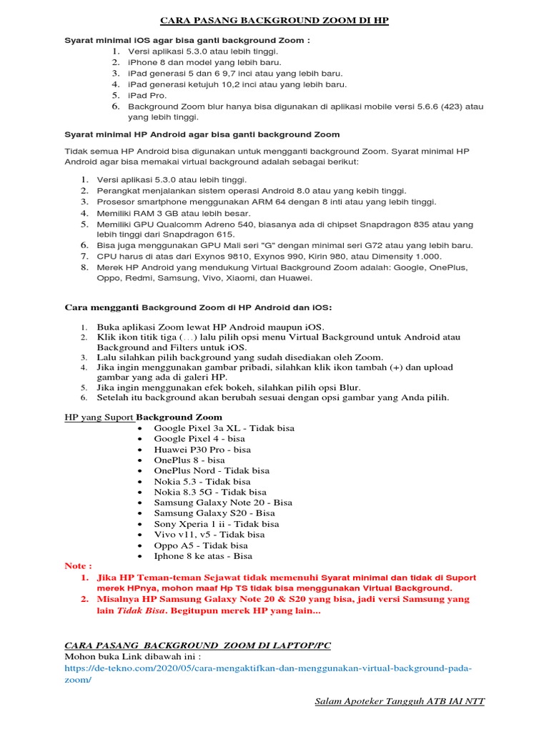 Cara Pasang Background Zoom Di HP | PDF