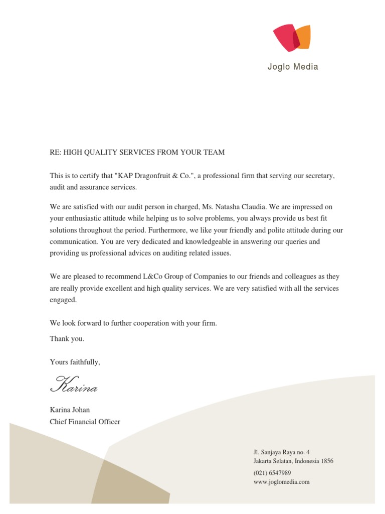 Company Credential Recommendation Letter | PDF