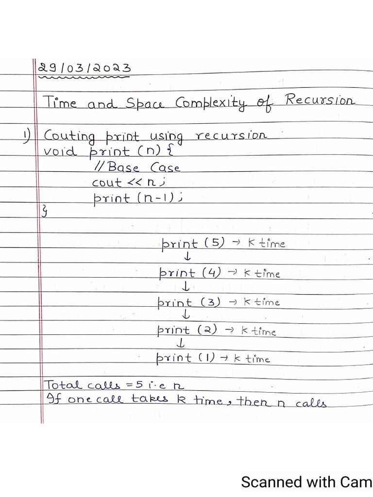 Time and Space Complexity of Recursive Solutions | PDF