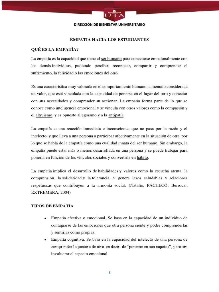 Características y tipos de empatía | PDF | Empatía | Las emociones