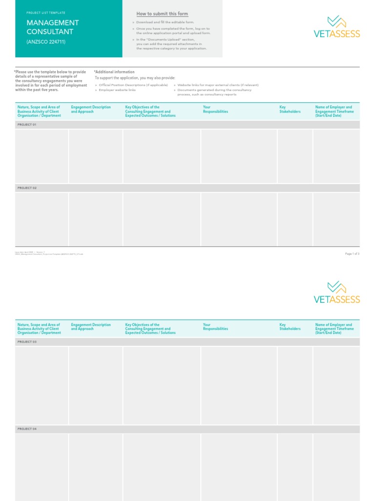 Management Consultant Project List Template | PDF | Consultant | Websites