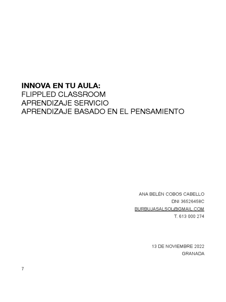 Innovación Educativa en el Aula | PDF | Aprendizaje | Sevicio de ...