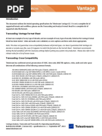 Vantage 6.0 Operating Specifications