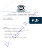 BCS 111 Fundamentals of Programming