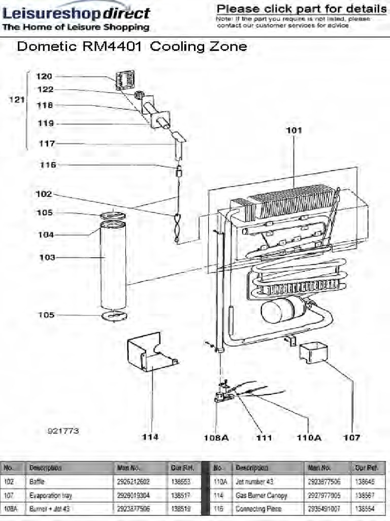 Vue Éclatée Electrolux Rm4401 – Pièces Détachées Réfrigérateur ...