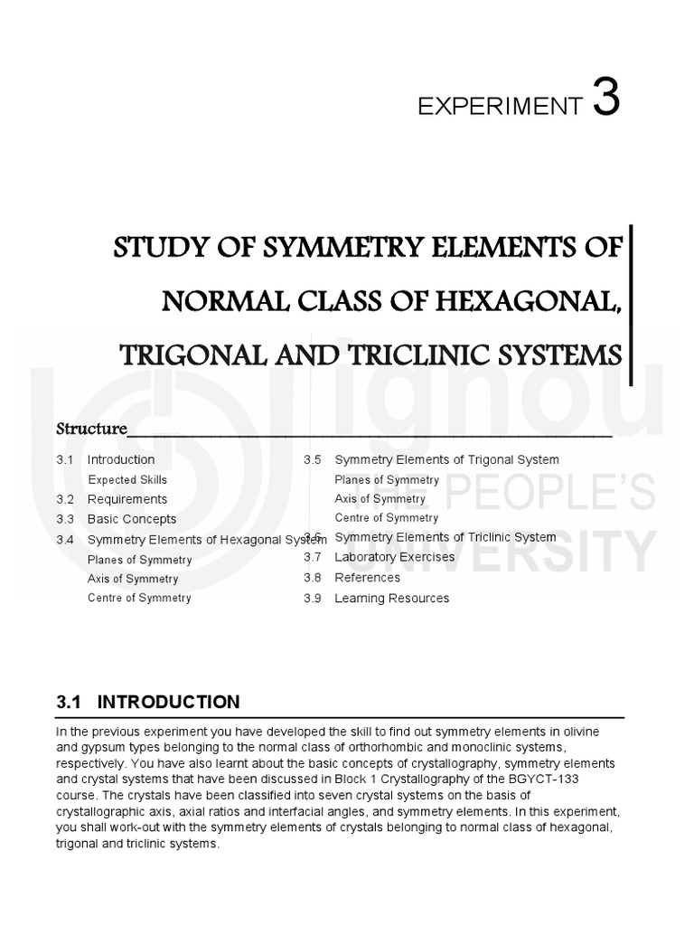 Analysis of Symmetry Elements in Hexagonal, Trigonal, and Triclinic