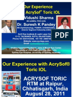 Our Experience With AcrySof Toric IOL DR Suresh K Pandey, SuVi Eye Institute Kota Rajasthan India