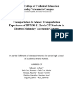 Transportation Experiences of HUMSS 11 Students at Electron Malanday Campus