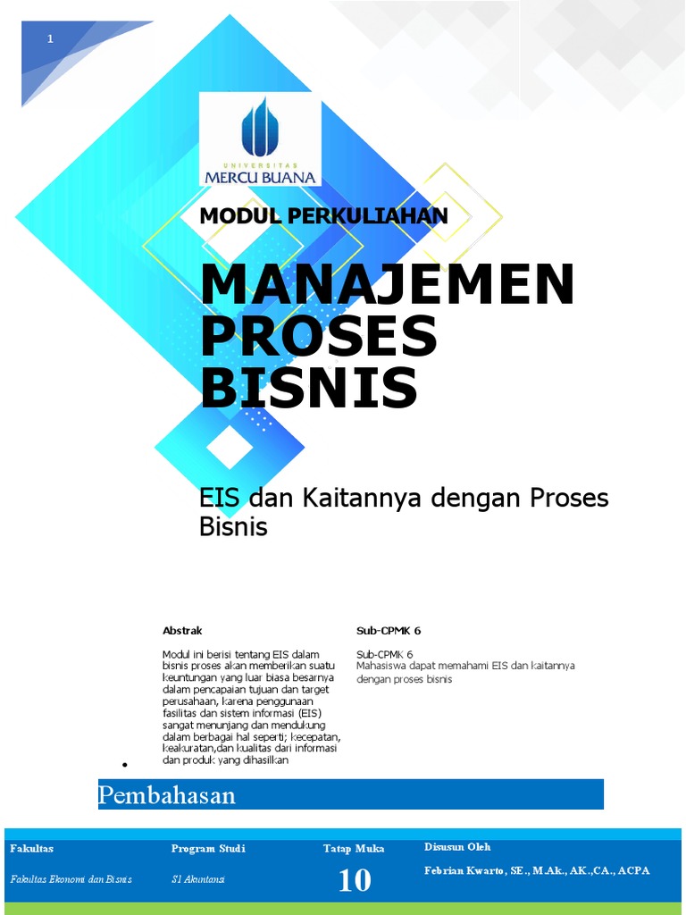 10 EIS Dan Kaitannya Dengan Proses Bisnis | PDF