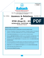 Answers & Solutions: For For For For For NTSE (Stage-II) - 2018
