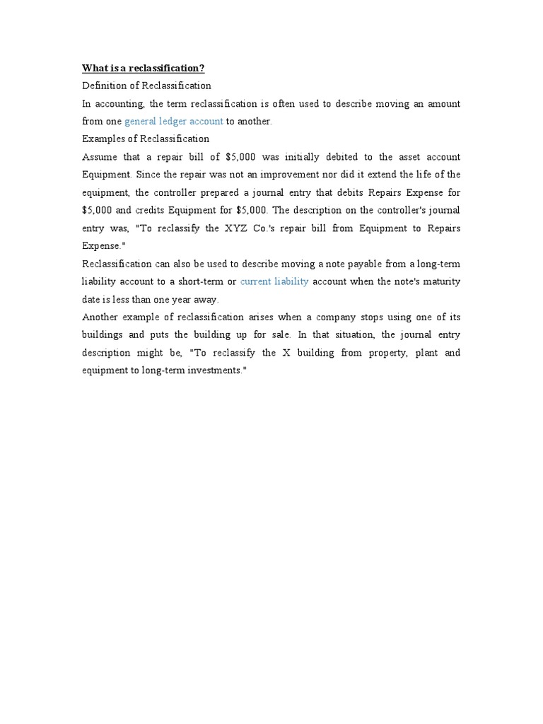 What Is A Reclassification | PDF