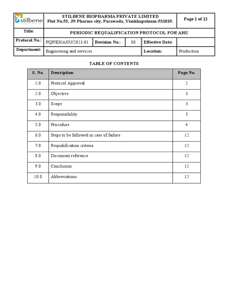 Periodic Requalification Protocol for AHU PDF Applied And