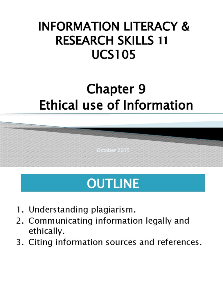 CHAP 9 Ethical Use of Information | PDF | Plagiarism | Copyright